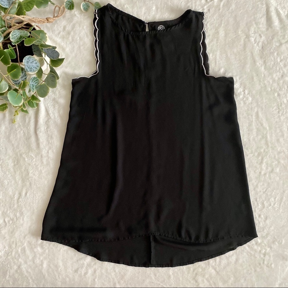 Black Bobeau tank top with scalloped detail